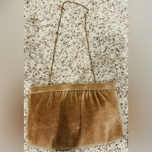 Vintage velvet clutch purse with metal chain